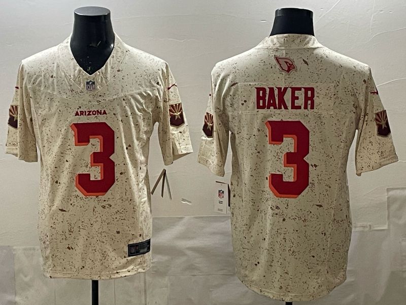 Men 2025 Nike Arizona Cardinals #3 Baker Cream Throwback 5th generation Limited NFL Jersey 0012